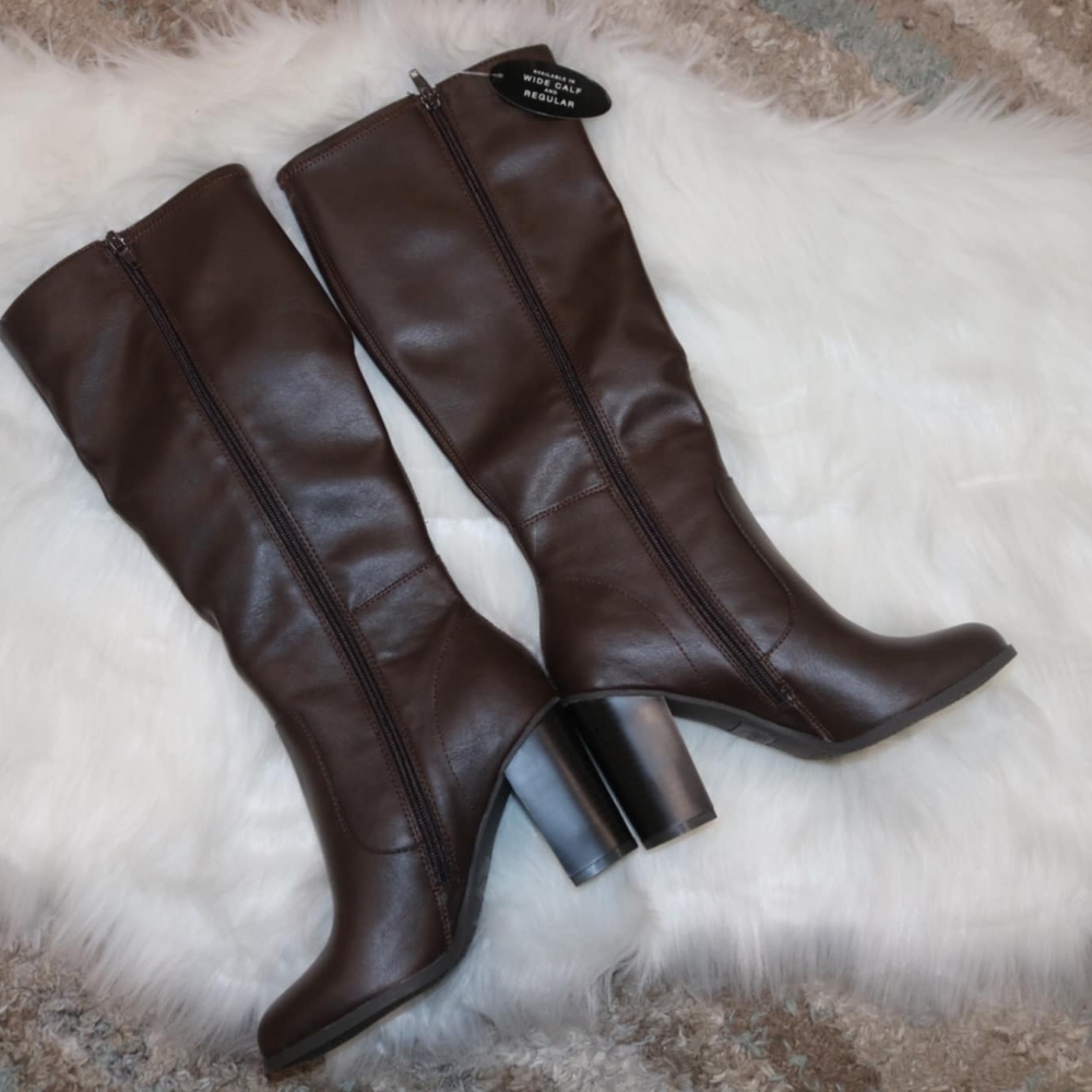 Style & Co Women's Addyy Knee High Dress Boots, Created for Macy's - Chocolate